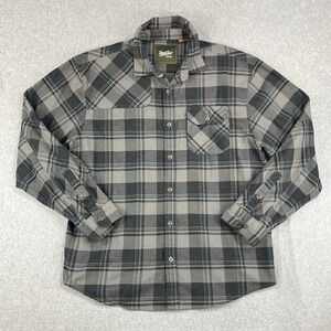Howler Bros Flannel Shirt Mens Large Gray Black Plaid Heavy Outdoors Hiking